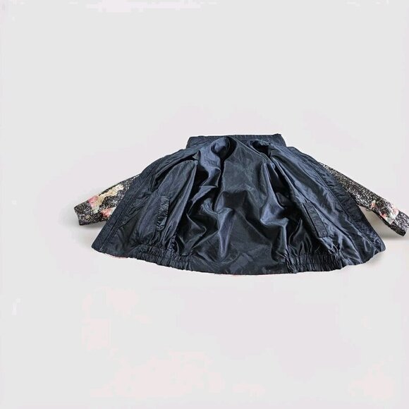 Hanarum Jacket Womens OS Reverisble Black Floral Zip Satin Shimmer VTG Boho Goth - Picture 13 of 14